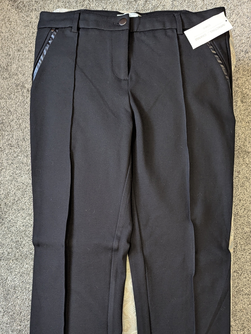 NWT cleo Black Tailored Trousers with Satin Trim